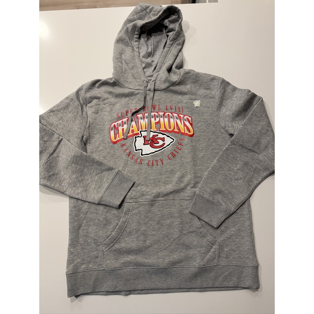 Nike Kansas City Chiefs Super Bowl LVIII Champions Hoodie Mens XL Grey
